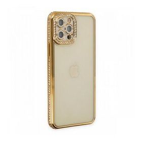 BSSM Joke Taşlı Silikon - Gold iPhone 12 Pro Kılıf