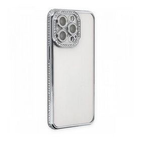 BSSM Joke Taşlı Silikon - Gümüş iPhone 13 Pro Kılıf