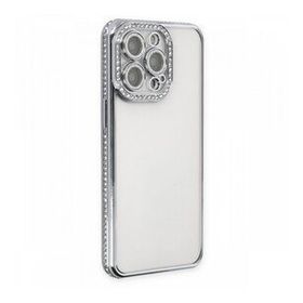 BSSM Joke Taşlı Silikon - Gümüş iPhone 13 Pro Kılıf
