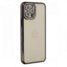 BSSM Joke Taşlı Silikon - Siyah iPhone 12 Pro Kılıf