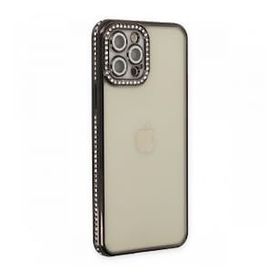 BSSM Joke Taşlı Silikon - Siyah iPhone 12 Pro Kılıf