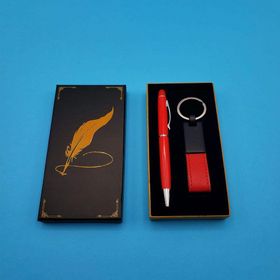BSSM Kırmızı Hediyelik Deri Anahtarlık ve Touchpen Kalem