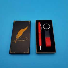 BSSM Kırmızı Hediyelik Deri Anahtarlık ve Touchpen Kalem