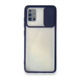 BSSM Lacivert Samsung Galaxy A71 Palm Buzlu Kamera Sürgülü Silikon Kılıf