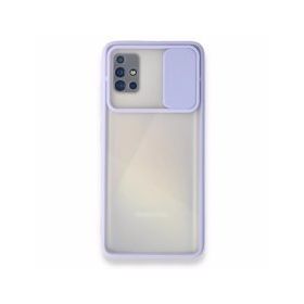 BSSM Lila Samsung Galaxy A71 Palm Buzlu Kamera Sürgülü Silikon Kılıf