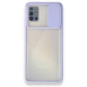 BSSM Lila Samsung Galaxy A71 Palm Buzlu Kamera Sürgülü Silikon Kılıf