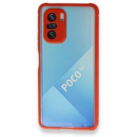 BSSM Miami Şeffaf Silikon - Kırmızı Xiaomi Poco F3 Kılıf