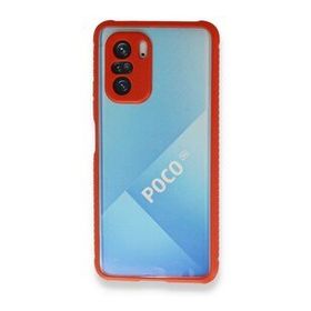 BSSM Miami Şeffaf Silikon - Kırmızı Xiaomi Poco F3 Kılıf