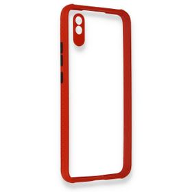 BSSM Miami Şeffaf Silikon - Kırmızı Xiaomi Redmi 9A Kılıf