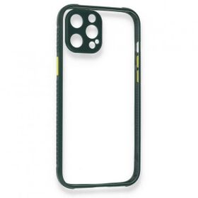 BSSM Miami Şeffaf Silikon - Koyu Yeşil iPhone 12 Pro Max Kılıf