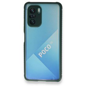 BSSM Miami Şeffaf Silikon - Koyu Yeşil Xiaomi Poco F3 Kılıf