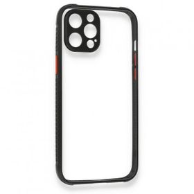 BSSM Miami Şeffaf Silikon - Siyah iPhone 12 Pro Kılıf