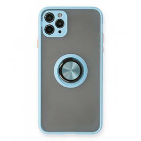 BSSM Montreal Yüzüklü Silikon Kapak - Buz Mavi iPhone 11 Pro Max Kılıf