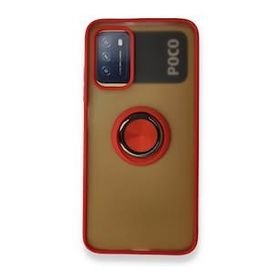 BSSM Montreal Yüzüklü Silikon Kapak - Kırmızı Xiaomi Redmi 9T Kılıf