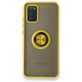 BSSM Montreal Yüzüklü Silikon Kapak - Sarı Samsung Galaxy A02S Kılıf
