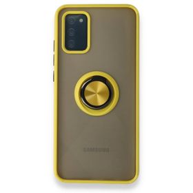 BSSM Montreal Yüzüklü Silikon Kapak - Sarı Samsung Galaxy A02S Kılıf