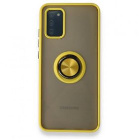 BSSM Montreal Yüzüklü Silikon Kapak - Sarı Samsung Galaxy A02S Kılıf