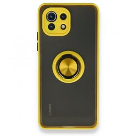 BSSM Montreal Yüzüklü Silikon Kapak - Sarı Xiaomi Mİ 11 Lite Kılıf