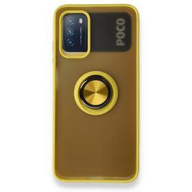 BSSM Montreal Yüzüklü Silikon Kapak - Sarı Xiaomi Redmi 9T Kılıf