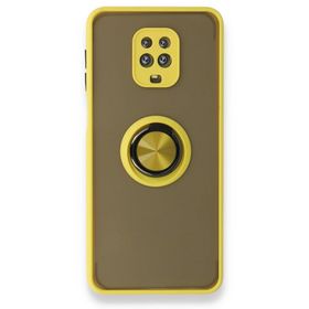 BSSM Montreal Yüzüklü Silikon Kapak - Sarı Xiaomi Redmi Note 9 Pro Kılıf