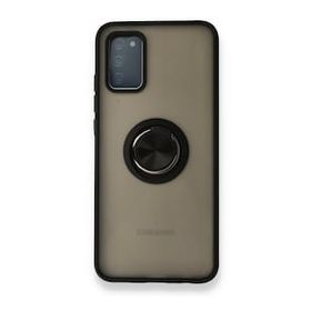 BSSM Montreal Yüzüklü Silikon Kapak - Siyah Samsung Galaxy A02S Kılıf