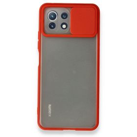 BSSM Palm Buzlu Kamera Sürgülü Silikon - Kırmızı Xiaomi Mİ 11 Lite Kılıf