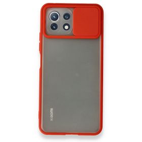 BSSM Palm Buzlu Kamera Sürgülü Silikon - Kırmızı Xiaomi Mİ 11 Lite Kılıf