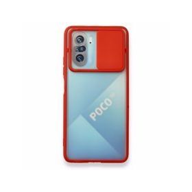 BSSM Palm Buzlu Kamera Sürgülü Silikon - Kırmızı Xiaomi Poco F3 Kılıf