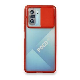 BSSM Palm Buzlu Kamera Sürgülü Silikon - Kırmızı Xiaomi Poco F3 Kılıf