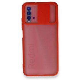 BSSM Palm Buzlu Kamera Sürgülü Silikon - Kırmızı Xiaomi Redmi 9T Kılıf