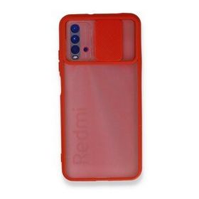 BSSM Palm Buzlu Kamera Sürgülü Silikon - Kırmızı Xiaomi Redmi 9T Kılıf