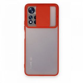 BSSM Palm Buzlu Kamera Sürgülü Silikon - Kırmızı Xiaomi Redmi Note 11 Pro Plus 5G Kılıf