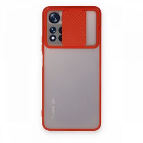 BSSM Palm Buzlu Kamera Sürgülü Silikon - Kırmızı Xiaomi Redmi Note 11 Pro Plus 5G Kılıf