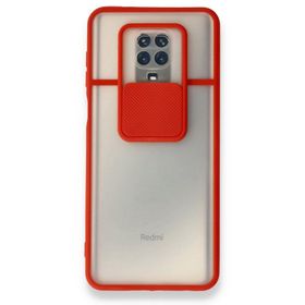 BSSM Palm Buzlu Kamera Sürgülü Silikon - Kırmızı Xiaomi Redmi Note 9 Pro Kılıf
