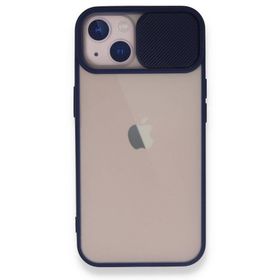 BSSM Palm Buzlu Kamera Sürgülü Silikon - Lacivert iPhone 13 Kılıf