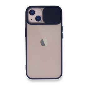 BSSM Palm Buzlu Kamera Sürgülü Silikon - Lacivert iPhone 13 Kılıf