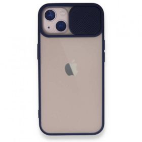 BSSM Palm Buzlu Kamera Sürgülü Silikon - Lacivert iPhone 13 Kılıf