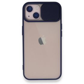 BSSM Palm Buzlu Kamera Sürgülü Silikon - Lacivert iPhone 13 Kılıf