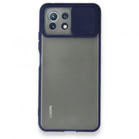BSSM Palm Buzlu Kamera Sürgülü Silikon - Lacivert Xiaomi Mİ 11 Lite Kılıf