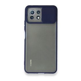 BSSM Palm Buzlu Kamera Sürgülü Silikon - Lacivert Xiaomi Mİ 11 Lite Kılıf
