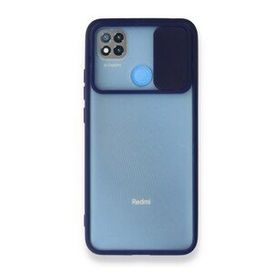 BSSM Palm Buzlu Kamera Sürgülü Silikon - Lacivert Xiaomi Redmi 9C Kılıf