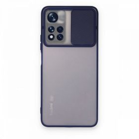 BSSM Palm Buzlu Kamera Sürgülü Silikon - Lacivert Xiaomi Redmi Note 11T Kılıf