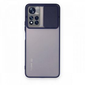 BSSM Palm Buzlu Kamera Sürgülü Silikon - Lacivert Xiaomi Redmi Note 11T Kılıf