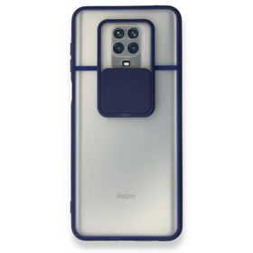 BSSM Palm Buzlu Kamera Sürgülü Silikon - Lacivert Xiaomi Redmi Note 9 Pro Kılıf