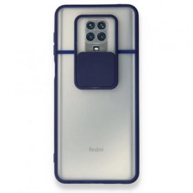 BSSM Palm Buzlu Kamera Sürgülü Silikon - Lacivert Xiaomi Redmi Note 9 Pro Kılıf