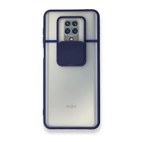 BSSM Palm Buzlu Kamera Sürgülü Silikon - Lacivert Xiaomi Redmi Note 9 Pro Kılıf