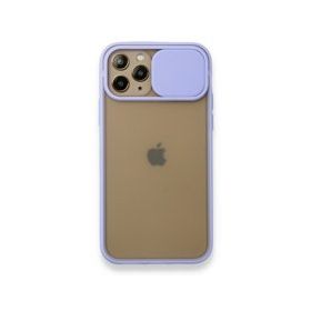 BSSM Palm Buzlu Kamera Sürgülü Silikon - Lila iPhone 11 Pro Kılıf