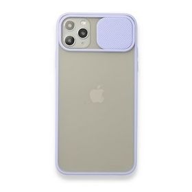 BSSM Palm Buzlu Kamera Sürgülü Silikon - Lila iPhone 11 Pro Max Kılıf