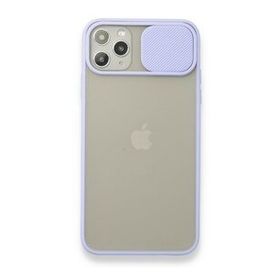 BSSM Palm Buzlu Kamera Sürgülü Silikon - Lila iPhone 11 Pro Max Kılıf