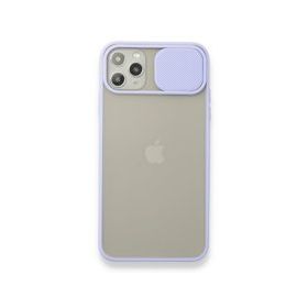 BSSM Palm Buzlu Kamera Sürgülü Silikon - Lila iPhone 11 Pro Max Kılıf